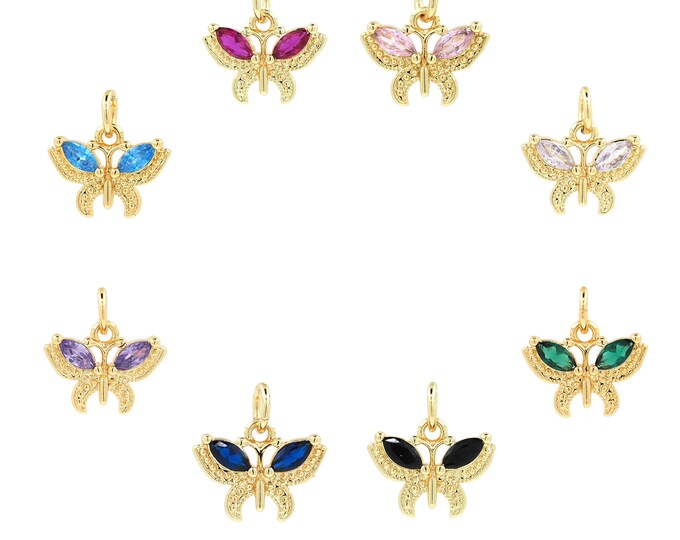 18K Gold Filled Butterfly pendant,Gold Dainty Butterfly Charms,Butterfly Charm Bracelet Necklace for DIY Jewelry Making Supply
