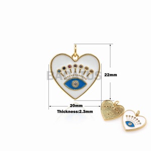 1PCS Love Enamel Pendant Demon Eye Pendant Heart-shaped Charm Micropavé 18K Gold Filling DIY Jewelry Making Supplies Accessories 22x20x2.3mm