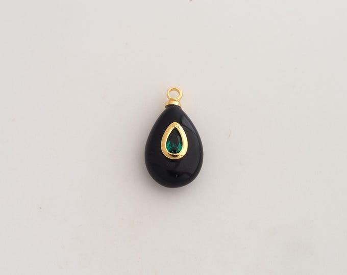 18K Gold Filled Natural Stone Charm,Dainty Energy Stone Pendant,Water Drop Stone Pendant ,DIY Jewelry Supplies,18.6x10x6.5mm