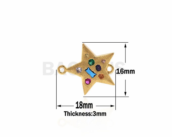 Colorful Micro Pave five point star,cz star Connector charm,star  Jewelry Making Charm 18x16x3mm 1pcs