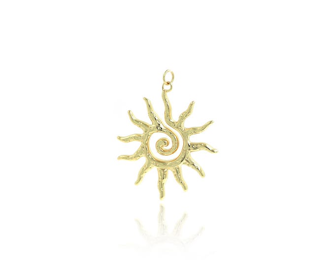 Sun Pendant,18K Gold Filled Celestial Necklace, Sunburst Pendant, DIY jewelry Making Accessories,43x33.5x2.6mm