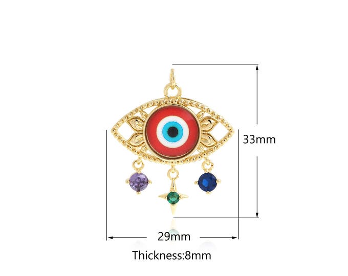 Eye Pendant, 18K Gold Filled Enamel Eye Pendant,Eye Charm, Micro-Pave CZ Magic Eye Necklace, Greek Eye Jewelry,