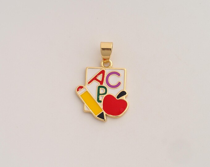 18K Gold Filled Book Charm,Dainty Enamel Book Pendant,Book Pendant ,DIY Jewelry Supplies,26.6x17.7x1.7mm