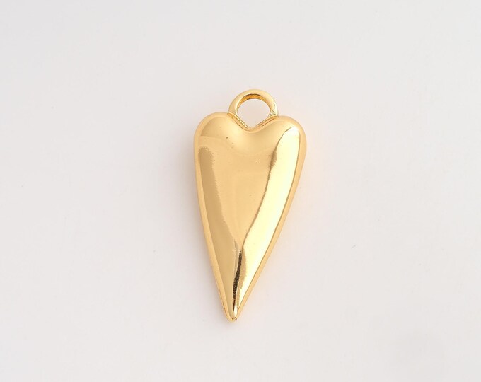 18K Gold Filled Heart Charm,Dainty Love Pendant,Heart Pendant ,DIY Jewelry Supplies,43.5x20.4x8.3mm