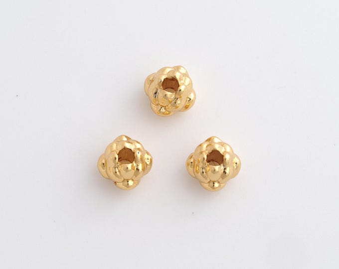 10 pcs 18K Gold Filled Lotus Spacer Beads,Flower Beads, Ball Beads DIY Bracelet Necklace Earrings Jewelry Making,6.6x6mm