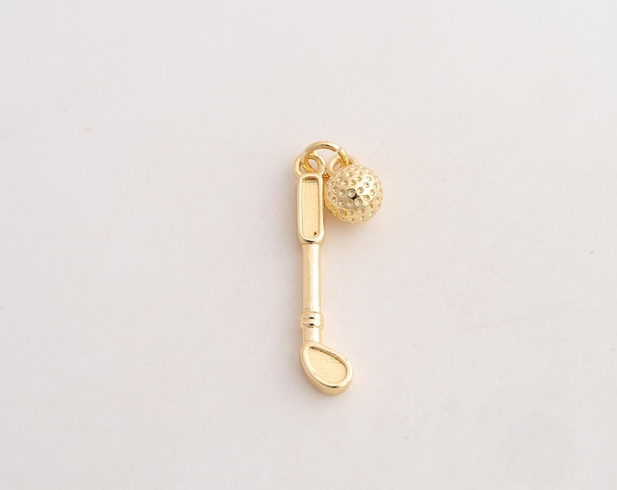 18K Gold Filled Golf Club Charm,Dainty Golf Pendant,Sports Pendant ,DIY Jewelry Supplies,29.4x5.3x2.6mm Ball:6.4mm
