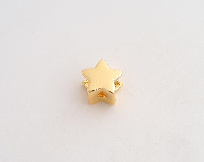5 pcs Gold Star Beads, 18K Gold Filld Starburst Beads,for Jewelry Making Supplies,11.5x11x8mm