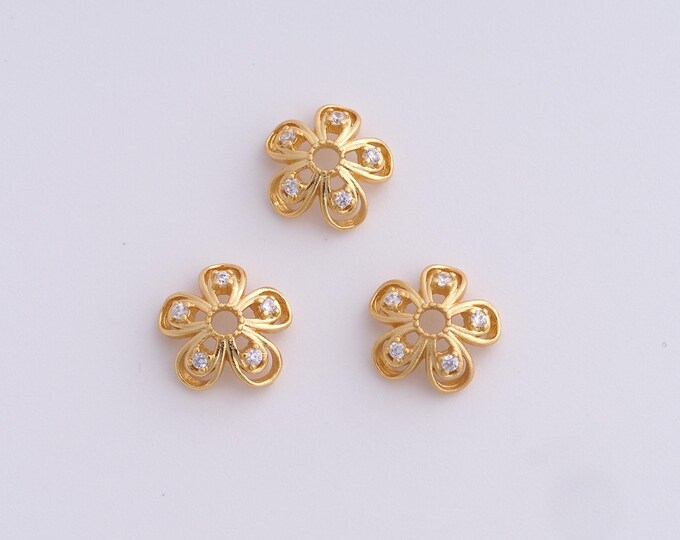 5 pcs 18K Gold Filled Flower Bead Caps,Flower Caps,Flower Bead Caps,Spacer Jewelry, DIY Jewelry Making,10x3.3mm