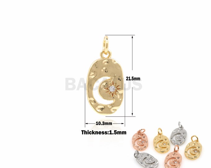 1PCS Oval Pendant Moon Pendant Polaris Jewelry Night Sky Charm Suitable for Bracelet Necklace Jewelry Products 18K Micro-Pave 28.5x25x4.5mm