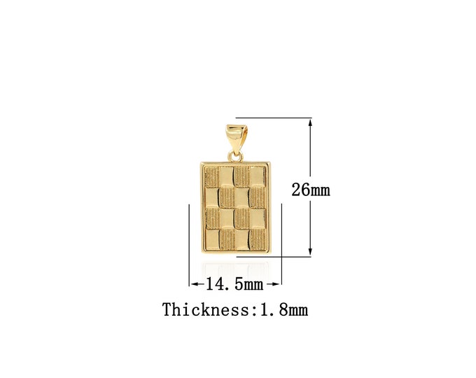 18K Gold Filled Square Pendant, Gold Dainty Square Charms,Simple pendant Bracelet Necklace for DIY Jewelry Making Supply