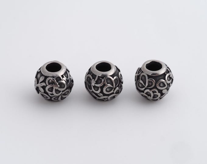 1 pcs Stainless Steel Retro Ball Spacer Beads,Silver Round Beads,Ball Beads DIY Bracelet Necklace Earrings Jewelry Making,9.4x9.3mm