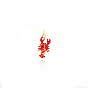 Enamel Lobster Pendant,Gold Dainty Lobster Charms,18K Gold Filled Lobster Charm DIY Jewelry Making Supply,23x10x3.3mm