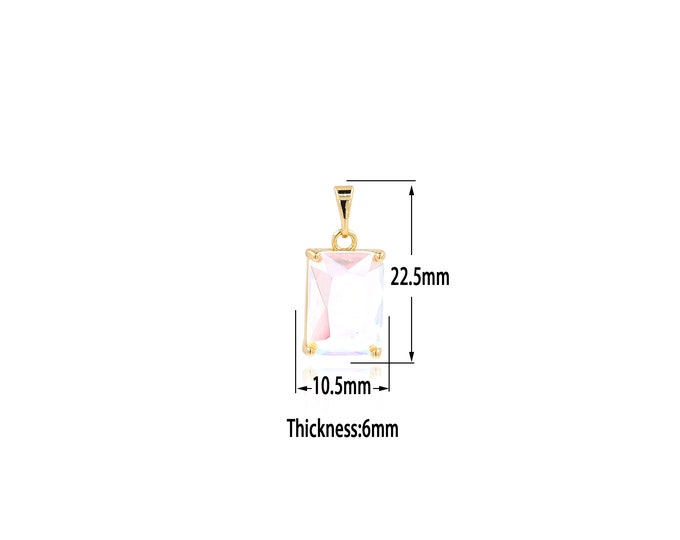 18K Gold Filled Solitaire Pendant,Gold Square Charms, Solitaire Charm Bracelet Necklace for DIY Jewelry Making Supply