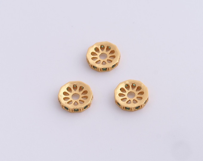 18K Gold Filled Round Spacer Beads,Gold Flat Beads, Disc Beads DIY Bracelet Necklace Earrings Jewelry Making,8x1.8mm