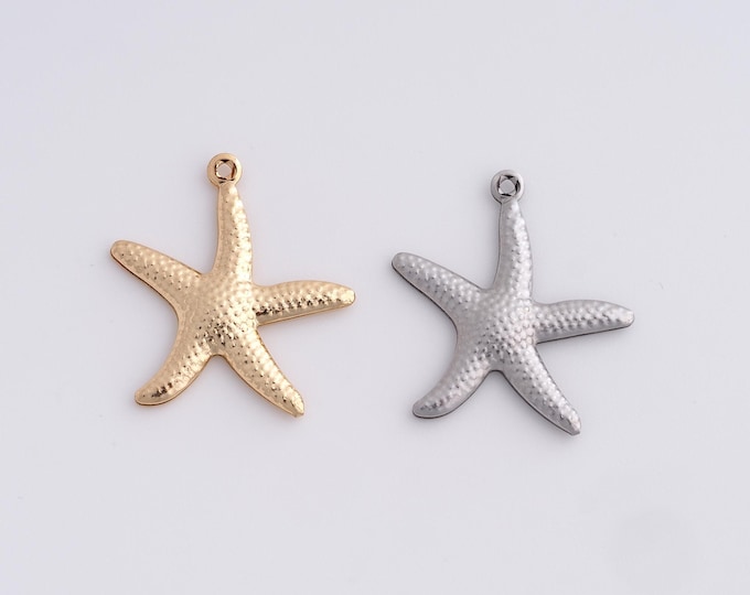 10 pcs Stainless Steel Starfish Pendant,Starfish Charms,Starfish Charm Bracelet Necklace for DIY Jewelry Making Supply,22x20.4x1.7mm