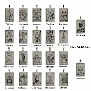 Tarotbedel, kaarthanger, roestvrijstalen tarothanger, harthanger, tarotketting, benodigdheden voor het maken van doe-het-zelf sieraden 47 x 24 x 1,5 mm