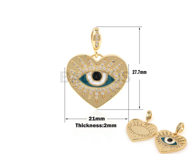 1PCS Devil's Eye Pendant Greek Eye Charm Love Pendant Cubic Zirconia Jewelry Supply DIY Production Dripping Charm Gold Filling 27.7x21x2mm