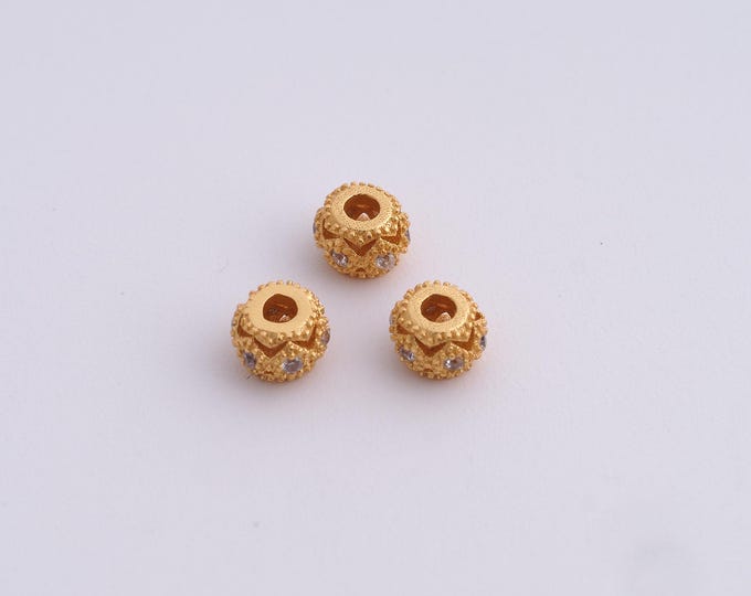 5 pcs 18K Gold Filled Round Spacer Beads,Gold Tube Beads, Round Beads DIY Bracelet Necklace Earrings Jewelry Making,4.4x3mm