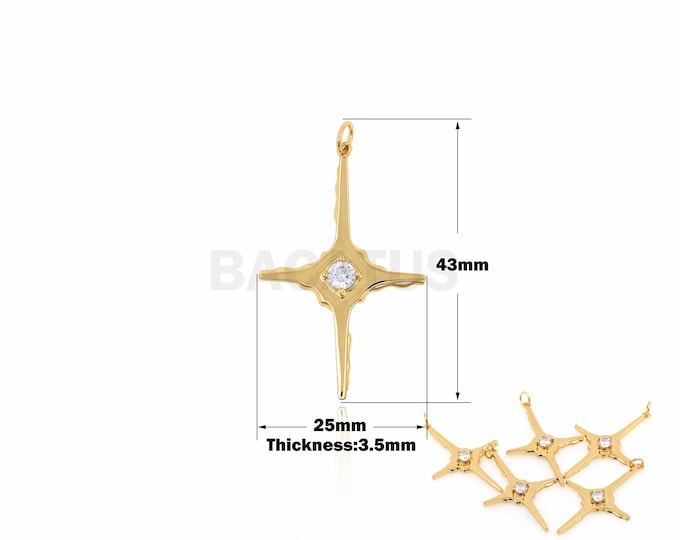 1pcs Cross Pendant Gold-Plated Exquisite Cross Pendant Minimalist Religious Necklace Christian Cross Necklace Cubic Zirconia 43x25x3.5mm