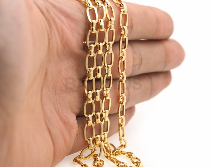 1 Meter,18K Gold Filled Paperclip Chain,Welded Chain,Layered Chain,Unfinished Necklace,Gold Necklace,Thick Chain,DIY Necklace Accessories