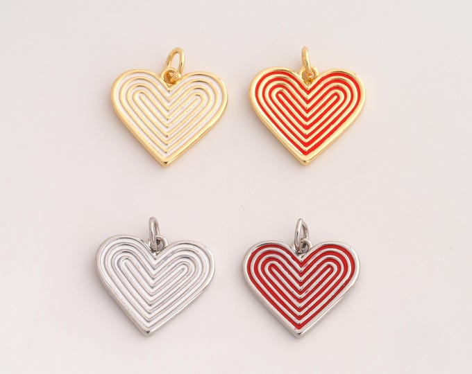 18K Gold Filled Heart Charm,Dainty Enamel Love Pendant,Heart Pendant ,DIY Jewelry Supplies,19x17.7x1.7mm