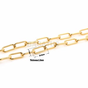 1Meter Gold Papier Clip Kette, Papier-Clip-Halskette, große Büro-Clip-Kette, große ovale Kette, geeignet für Schmuck herstellung liefert
