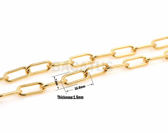 1meter Gold Paper Clip Chain, Paper Clip Necklace, Large Paper Clip Chain, Large Oval Chain, Suitable For Jewelry Making Supplies