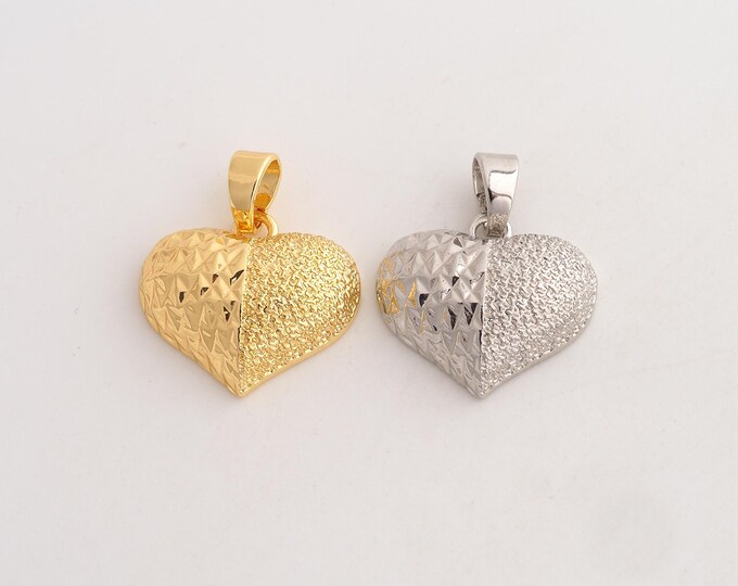 18K Gold Filled Heart Charm,Dainty Love Pendant,Heart Pendant ,DIY Jewelry Supplies,23.8x20x6.2mm