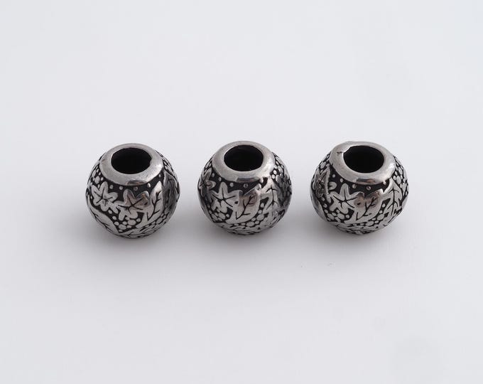 1 pcs Stainless Steel Retro Ball Spacer Beads,Silver Round Beads,Ball Beads DIY Bracelet Necklace Earrings Jewelry Making,10x9.5x8.8mm