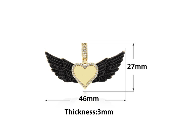 18K Gold Filled Heart Pendant,Gold Dainty Wings Pendant Charms,Simple pendant Bracelet Necklace for DIY Jewelry Making Supply