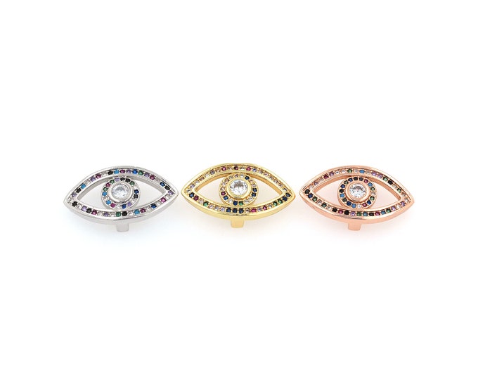 18K Gold Filled CZ Devil Eye Beads,Gold Eye Beads,Eye Beads DIY Gold Jewelry Making Supply