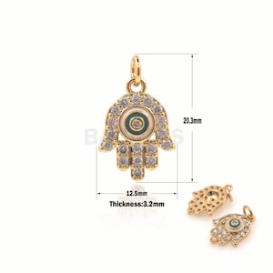 1PCS  Enamel Hamsa Pendant,Eye Hamsa Necklace. Hamsa Charm, Suitable For Jewelry Making Supplies 20.5x12.5x3.2mm