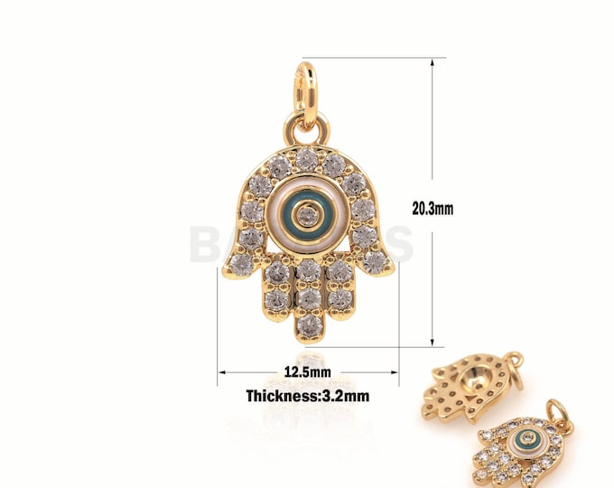 1PCS  Enamel Hamsa Pendant,Eye Hamsa Necklace. Hamsa Charm, Suitable For Jewelry Making Supplies 20.5x12.5x3.2mm