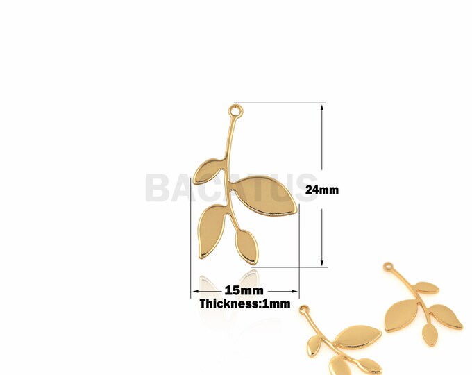 1PCS Leaf Pendant Natural Tropical Forest Leaves Suitable For Earrings Chain Making Supplies 18K Gold Filling 24x15x1mm