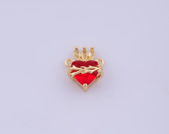 Heart Pendant,18K Gold Filled Love Necklace, Micropavé CZ Heart Pendant, DIY jewelry Making Accessories,17.2x14.2x8.5mm