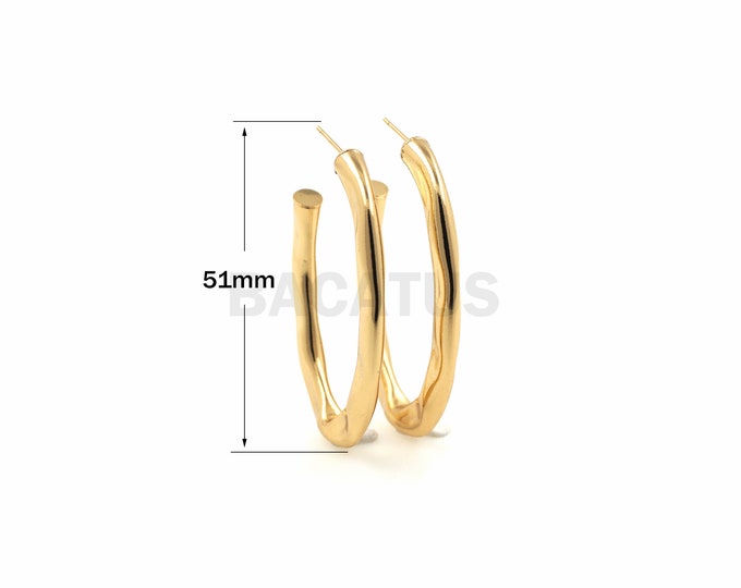 1Pair Thick Earrings, 18K Gold Filled Earrings, Bold Big Earrings, Thick Earrings, Her Earrings, Earrings, Earrings 51x36mm