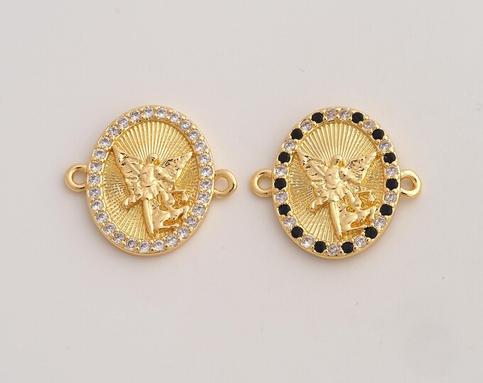 18K Gold Filled San Miguel Connector,CZ San Miguel Connector,San Miguel Connector for Jewelry Making 23x20.7x2.5mm