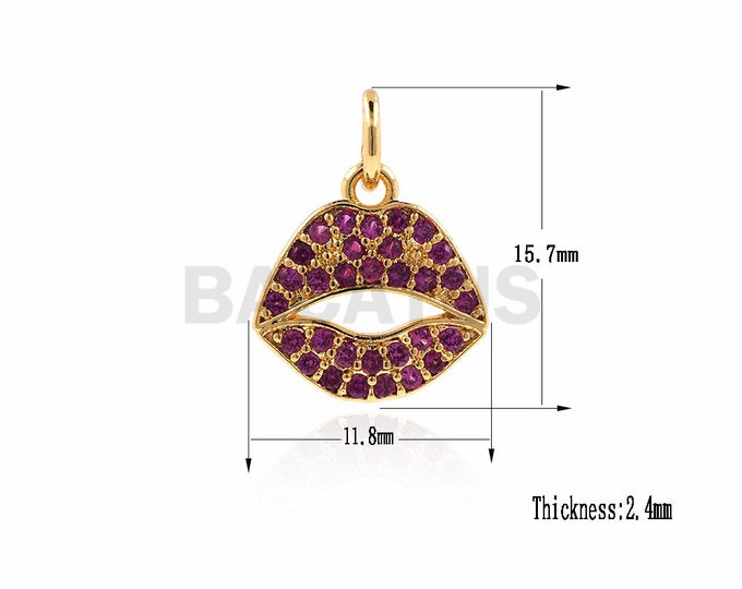 Lip pendant, kiss necklace, lip pendant, kiss charm, gift for her 15.7x11.8x2.4mm 1PCS