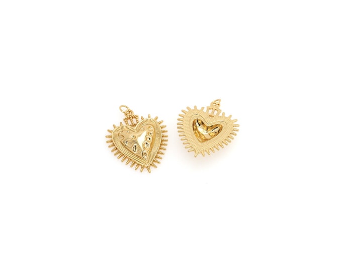 18K Gold Filled Heart Pendant, Gold Dainty Heart Charms,Simple pendant Bracelet Necklace for DIY Jewelry Making Supply