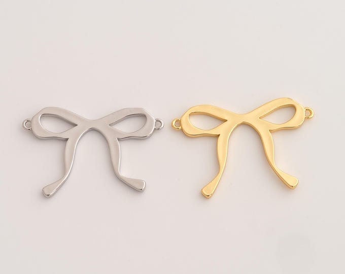 18K Gold Filled Bow Connector,Tie Connector,Bow Connector for Jewelry Making 31.7x21.5x1.6mm