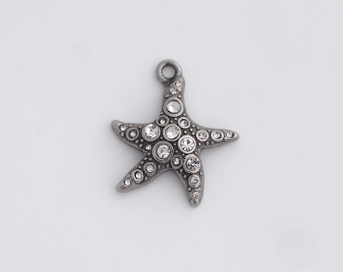 Stainless Steel Retro Starfish Pendant,Starfish Charms,Beach Charm Bracelet Necklace for DIY Jewelry Making Supply,28.7x24.6x5.4mm