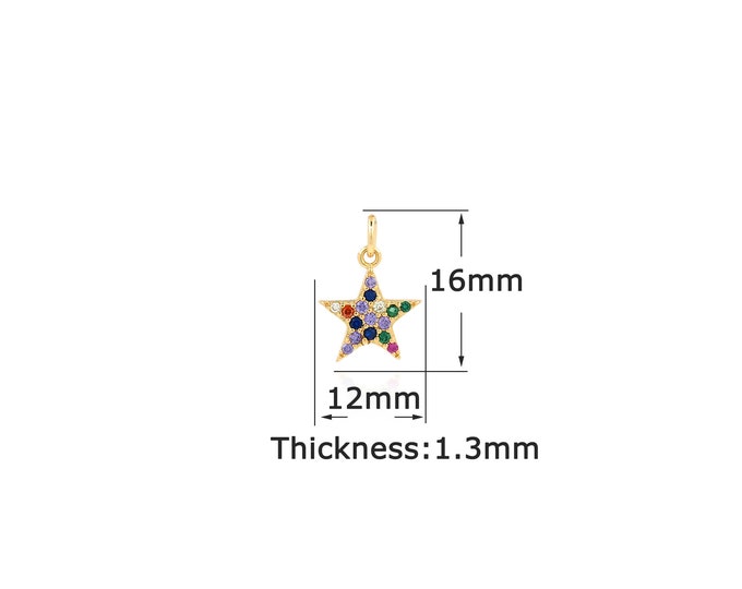 18K Gold Filled Star Pendant,Gold Dainty Star Charms,Simple pendant Bracelet Necklace for DIY Jewelry Making Supply