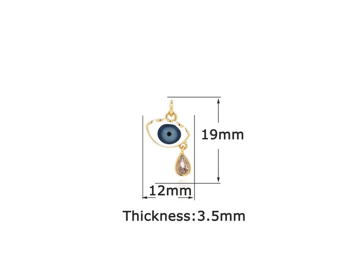 18K Gold Filled Devil Eye Pendant,Gold Dainty Eye Charms,Simple pendant Bracelet Necklace for DIY Jewelry Making Supply