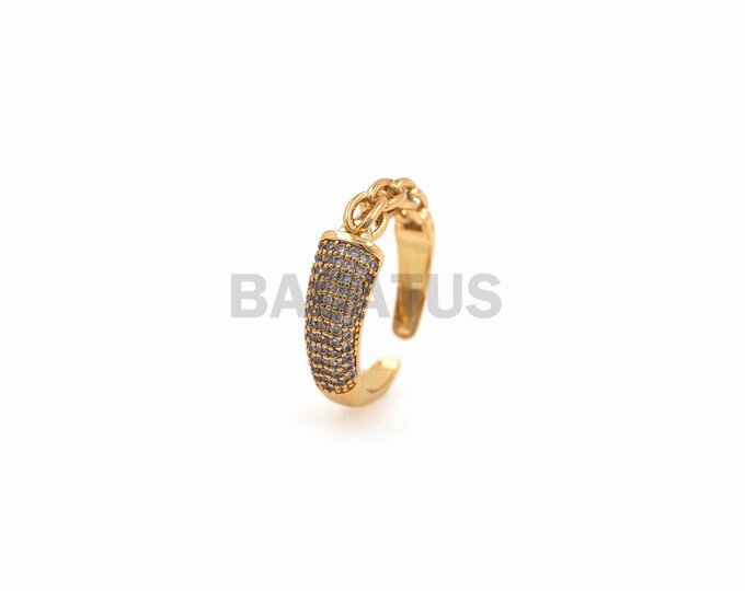 1PCS Half-chain Ring, Adjustable Opening, Ladies Ring, Cubic Zirconia, CZ Charm, Ring Jewelry, Micro-Pave