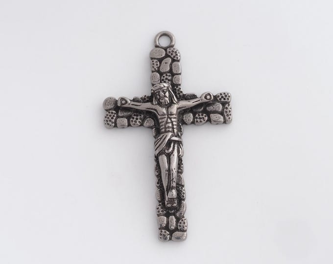 Stainless Steel Retro Cross Pendant,Religion Charms,Religion Charm Bracelet Necklace for DIY Jewelry Making Supply,52.2x31x7.6mm