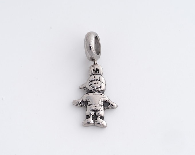 Stainless Steel Character Pendant,Boy Charms,Character Charm Bracelet Necklace for DIY Jewelry Making Supply,27.7x12.8x2.3mm