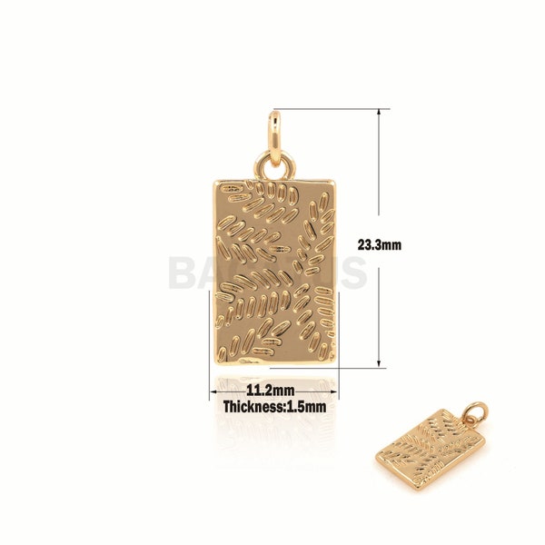 1PCS Rectangular Leaf Pendant, Fallen Leaf Necklace, Rectangular Charm, Leaf Charm, Rectangular Medallion Pendant  23.3x11.2x1.5mm