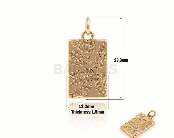 1PCS Rectangular Leaf Pendant, Fallen Leaf Necklace, Rectangular Charm, Leaf Charm, Rectangular Medallion Pendant  23.3x11.2x1.5mm