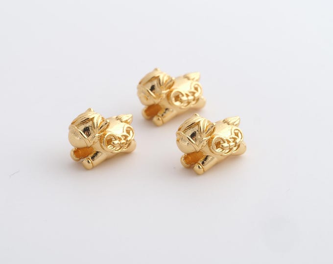 18K Gold Filled Horse Beads,Gold Animal Beads,DIY Bracelet Necklace Earrings Jewelry Making,12x9x7.2mm