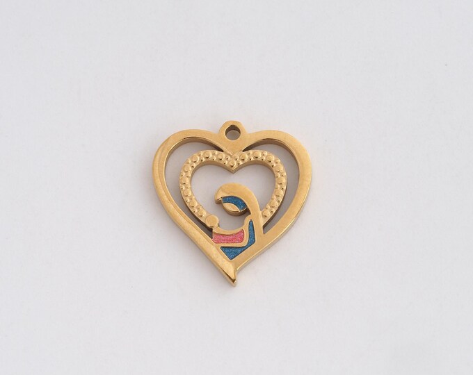 Stainless Steel Heart Pendant,Love Charms,Enamel Heart Charm Bracelet Necklace for DIY Jewelry Making Supply,17x16.3x1.8mm